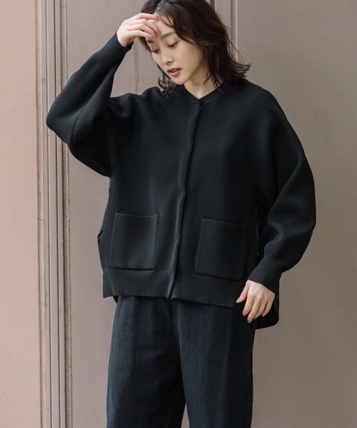 Munich（ミューニック）の「両畦編みニット×中綿入りタフタドッキングブルゾン（ブルゾン・レディース・モカ/ブラック/アイボリー・FREE）」の17枚目の写真