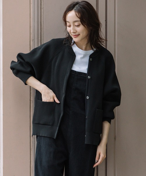 Munich（ミューニック）の「両畦編みニット×中綿入りタフタドッキングブルゾン（ブルゾン・レディース・モカ/ブラック/アイボリー・FREE）」の14枚目の写真