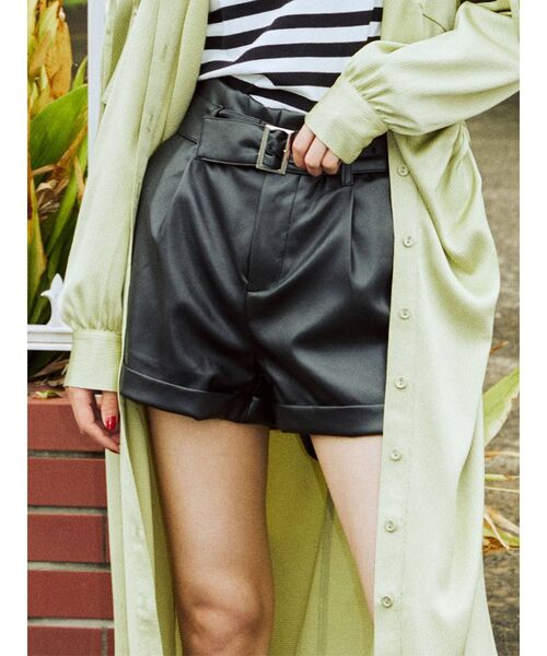 jouetie（ジュエティ）の「タックハイウエストキュロット（その他パンツ・レディース・ブラック/ピンク/グリーン/アイボリー・MEDIUM）」の3枚目の写真