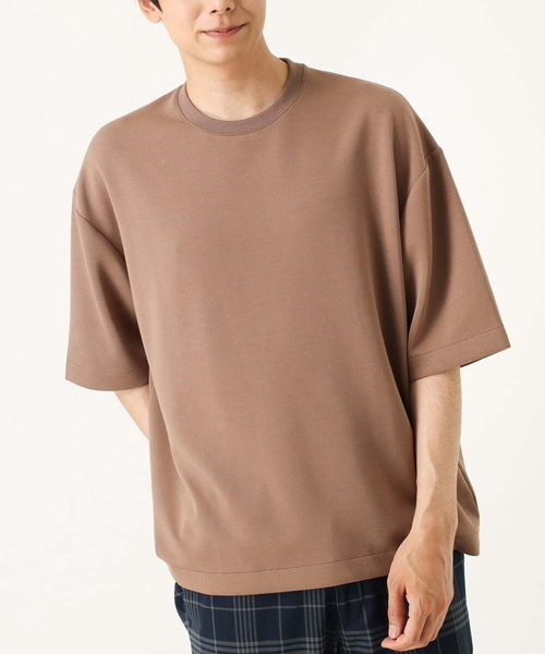 a.v.v(アーヴェヴェ)の「【S-XXL】なめらかダンボールバルーンシルエット5分袖カットソー(Tシャツ/カットソー・メンズ・ブラック/ミント/モカ・46/48/44/52/50)」の1枚目の写真