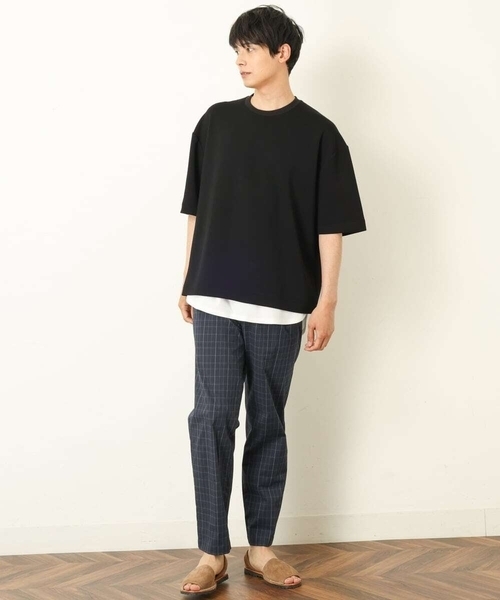 a.v.v(アーヴェヴェ)の「【S-XXL】なめらかダンボールバルーンシルエット5分袖カットソー(Tシャツ/カットソー・メンズ・ブラック/ミント/モカ・46/48/44/52/50)」の7枚目の写真