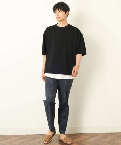 a.v.v(アーヴェヴェ)の「【S-XXL】なめらかダンボールバルーンシルエット5分袖カットソー(Tシャツ/カットソー・メンズ・ブラック/ミント/モカ・46/48/44/52/50)」の8枚目の写真