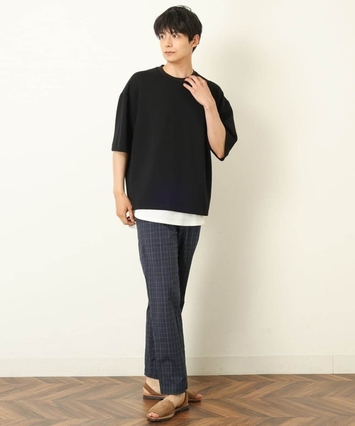 a.v.v(アーヴェヴェ)の「【S-XXL】なめらかダンボールバルーンシルエット5分袖カットソー(Tシャツ/カットソー・メンズ・ブラック/ミント/モカ・46/48/44/52/50)」の9枚目の写真