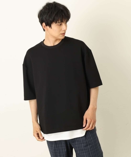 a.v.v(アーヴェヴェ)の「【S-XXL】なめらかダンボールバルーンシルエット5分袖カットソー(Tシャツ/カットソー・メンズ・ブラック/ミント/モカ・46/48/44/52/50)」の18枚目の写真