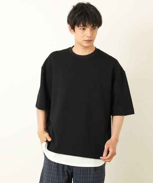 a.v.v(アーヴェヴェ)の「【S-XXL】なめらかダンボールバルーンシルエット5分袖カットソー(Tシャツ/カットソー・メンズ・ブラック/ミント/モカ・46/48/44/52/50)」の19枚目の写真
