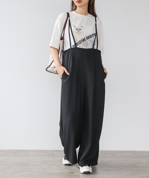 Cepica(セピカ)の「バックギャザーサロペット(サロペット/オーバーオール・レディース・ブラック/グレー・FREE)」の3枚目の写真