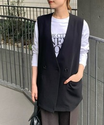 RIVE DROITE | トレンドライクな着こなしに欠かせない！/ノーカラーオーバーベスト(ベスト)