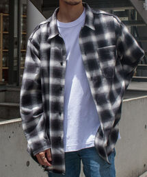 GLOSTER | 【GLOSTER/グロスター】オンブレ チェック オープンカラーシャツ カットオフ USD加工(シャツ/ブラウス)