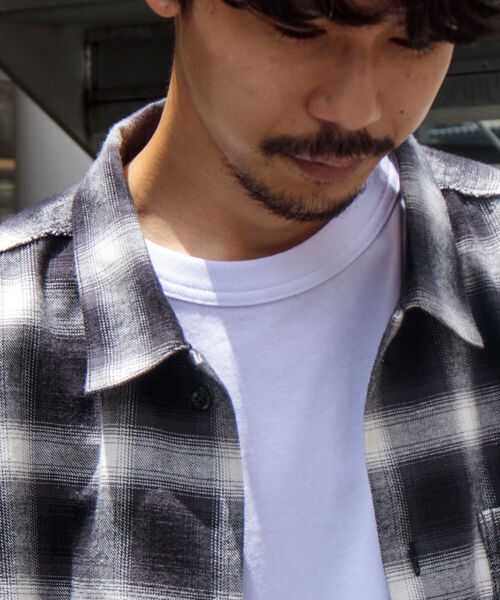 GLOSTER（グロスター）の「【GLOSTER/グロスター】オンブレ チェック オープンカラーシャツ カットオフ USD加工（シャツ/ブラウス・メンズ・ブラック系その他・M/L）」の3枚目の写真