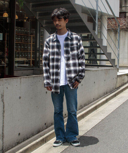 GLOSTER（グロスター）の「【GLOSTER/グロスター】オンブレ チェック オープンカラーシャツ カットオフ USD加工（シャツ/ブラウス・メンズ・ブラック系その他・M/L）」の9枚目の写真