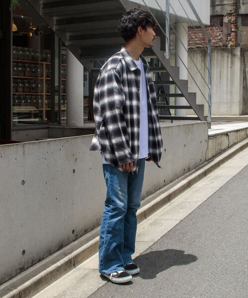 GLOSTER（グロスター）の「【GLOSTER/グロスター】オンブレ チェック オープンカラーシャツ カットオフ USD加工（シャツ/ブラウス・メンズ・ブラック系その他・M/L）」の10枚目の写真