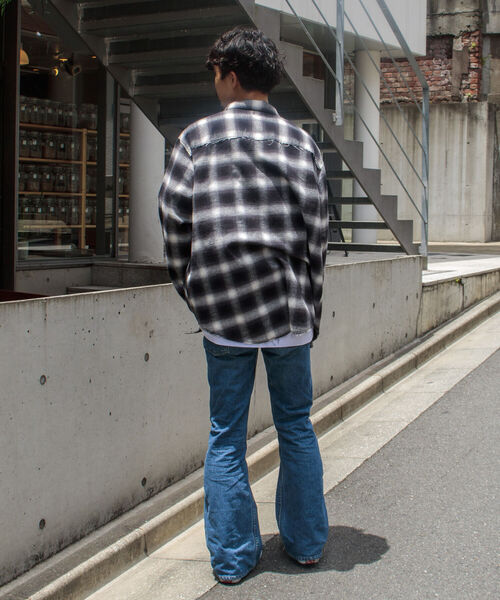 GLOSTER（グロスター）の「【GLOSTER/グロスター】オンブレ チェック オープンカラーシャツ カットオフ USD加工（シャツ/ブラウス・メンズ・ブラック系その他・M/L）」の11枚目の写真