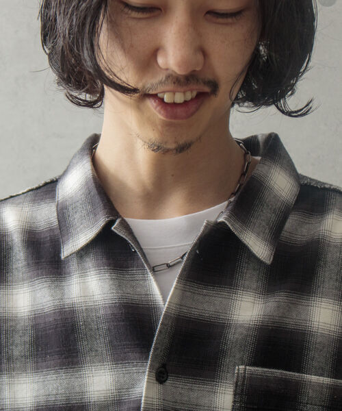 GLOSTER（グロスター）の「【GLOSTER/グロスター】オンブレ チェック オープンカラーシャツ カットオフ USD加工（シャツ/ブラウス・メンズ・ブラック系その他・M/L）」の13枚目の写真