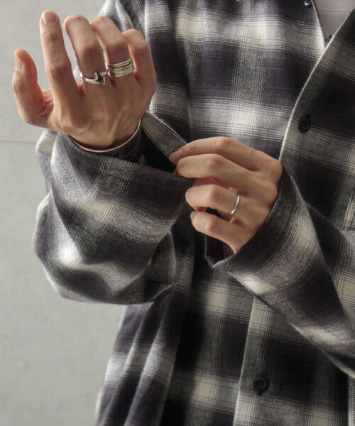 GLOSTER（グロスター）の「【GLOSTER/グロスター】オンブレ チェック オープンカラーシャツ カットオフ USD加工（シャツ/ブラウス・メンズ・ブラック系その他・M/L）」の15枚目の写真