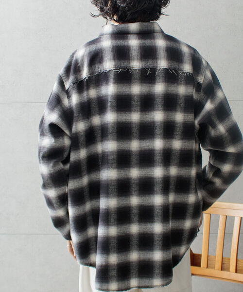 GLOSTER（グロスター）の「【GLOSTER/グロスター】オンブレ チェック オープンカラーシャツ カットオフ USD加工（シャツ/ブラウス・メンズ・ブラック系その他・M/L）」の19枚目の写真