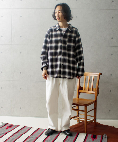 GLOSTER（グロスター）の「【GLOSTER/グロスター】オンブレ チェック オープンカラーシャツ カットオフ USD加工（シャツ/ブラウス・メンズ・ブラック系その他・M/L）」の20枚目の写真