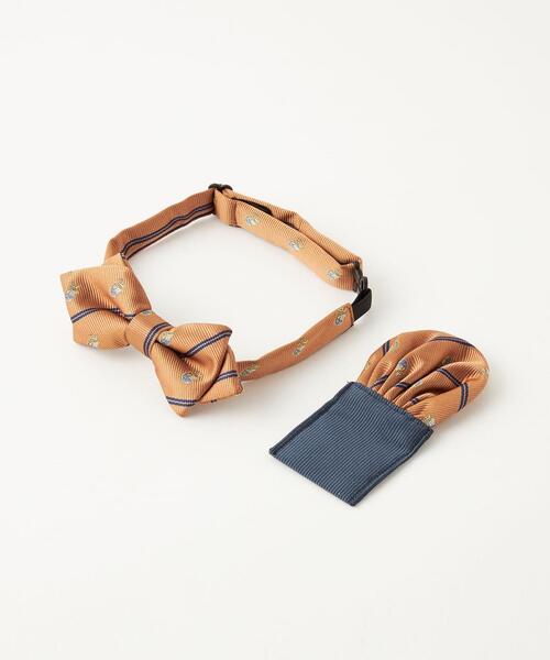green label relaxing（グリーンレーベルリラクシング）の「GLR ボウタイ チーフ セット/ クレスト（蝶ネクタイ・キッズ・ワインレッド/オレンジ・FREE）」の2枚目の写真