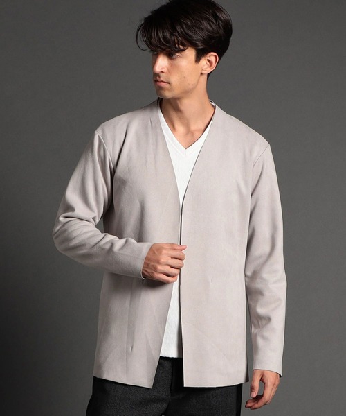 NICOLE CLUB FOR MEN(ニコルクラブフォーメン)の「カットオフボタンレスカーディガン(カーディガン/ボレロ・メンズ・ライトグレー/グレー/ネイビー/ブラック・X-LARGE/LARGE/MEDIUM)」の1枚目の写真