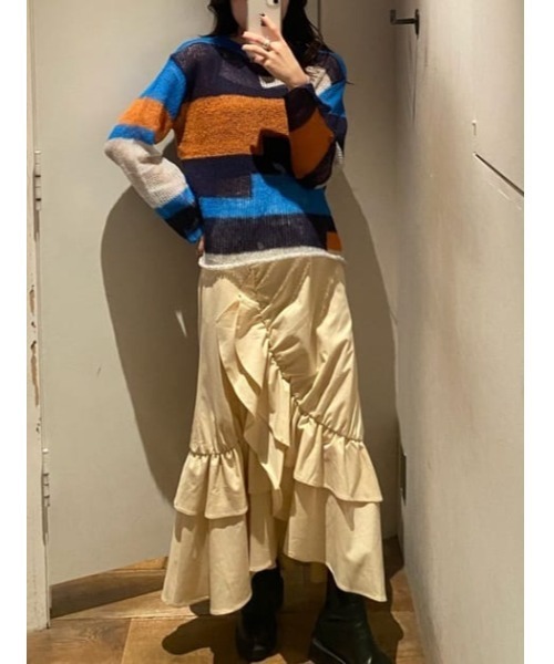 SLY（スライ）の「ASYMMETRY FRILL SK アシンメトリー フリル スカート セットアップ可能 ロングスカート（スカート・レディース・杢グレー/ライトベージュ・1/2）」の20枚目の写真