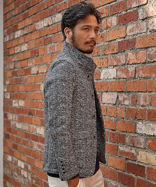 UNION STATION（ユニオンステーション）の「【EFFORTLESS】プリントフリーススタンドカラージャケット（テーラードジャケット・メンズ・グレー系その他/チェック・LL/M/L）」の3枚目の写真