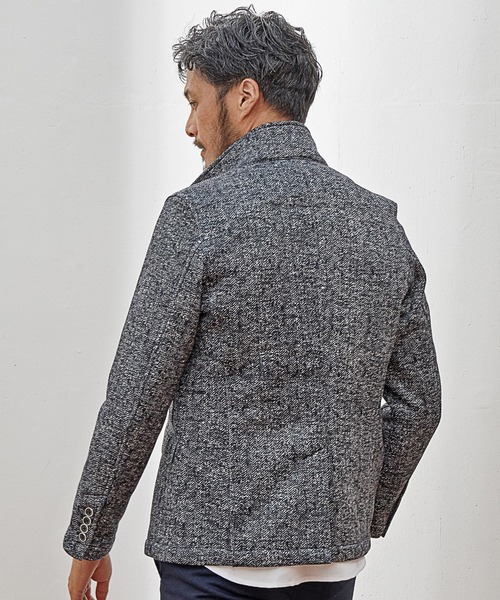 UNION STATION（ユニオンステーション）の「【EFFORTLESS】プリントフリーススタンドカラージャケット（テーラードジャケット・メンズ・グレー系その他/チェック・LL/M/L）」の8枚目の写真