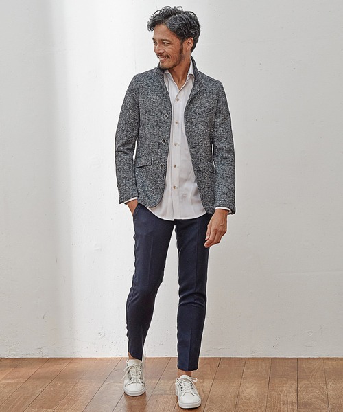 UNION STATION（ユニオンステーション）の「【EFFORTLESS】プリントフリーススタンドカラージャケット（テーラードジャケット・メンズ・グレー系その他/チェック・LL/M/L）」の9枚目の写真