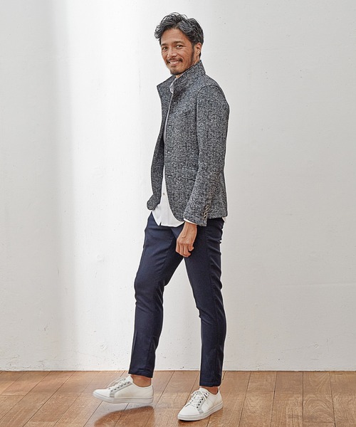 UNION STATION（ユニオンステーション）の「【EFFORTLESS】プリントフリーススタンドカラージャケット（テーラードジャケット・メンズ・グレー系その他/チェック・LL/M/L）」の10枚目の写真