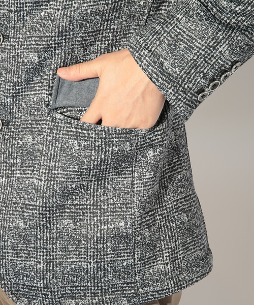 UNION STATION（ユニオンステーション）の「【EFFORTLESS】プリントフリーススタンドカラージャケット（テーラードジャケット・メンズ・グレー系その他/チェック・LL/M/L）」の19枚目の写真