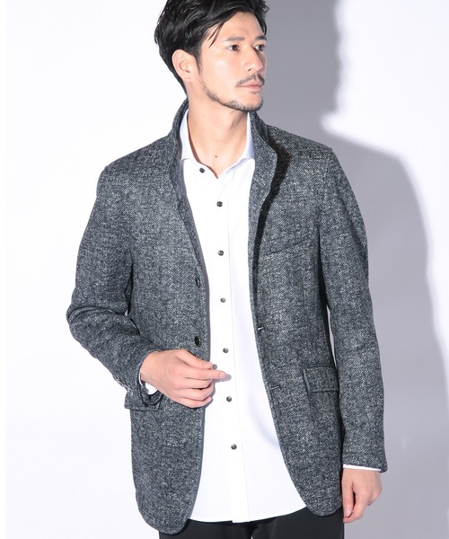 UNION STATION（ユニオンステーション）の「【EFFORTLESS】プリントフリーススタンドカラージャケット（テーラードジャケット・メンズ・グレー系その他/チェック・LL/M/L）」の16枚目の写真