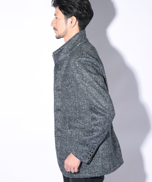 UNION STATION（ユニオンステーション）の「【EFFORTLESS】プリントフリーススタンドカラージャケット（テーラードジャケット・メンズ・グレー系その他/チェック・LL/M/L）」の15枚目の写真