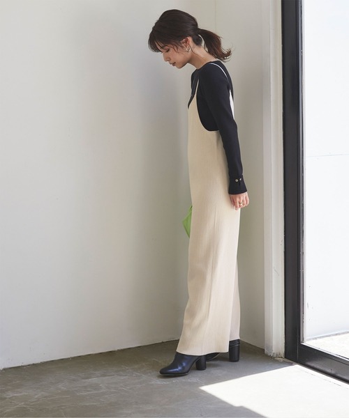 titivate(ティティベイト)の「リブニットサロペットパンツ(サロペット/オーバーオール・レディース・アイボリー/グレー/ブラック・S/M/L)」の10枚目の写真