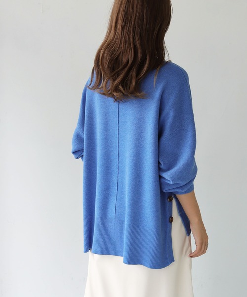 HER CLOSET（ハークローゼット）の「【she mo shelly】サイドボタンニット（ニット/セーター・レディース・アイボリー/ブラック/ブルー/マスタード/ピンク・M）」の20枚目の写真