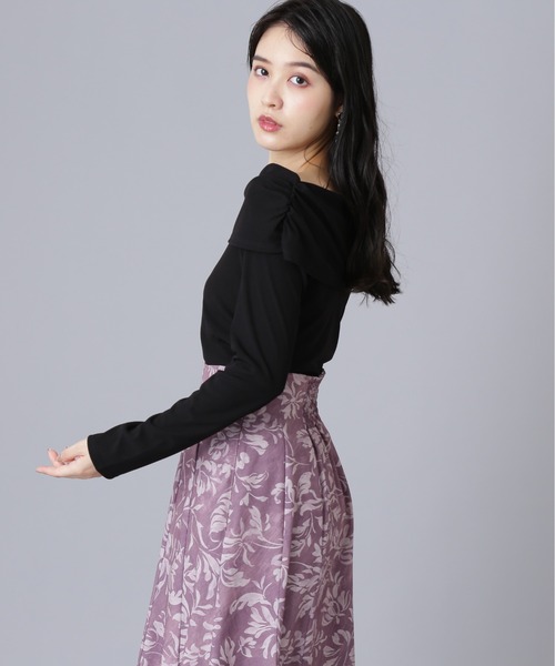 JILL by JILL STUART（ジルバイジルスチュアート）の「◇サイドギャザーオフショルカットソー（Tシャツ/カットソー・レディース・ボルドー/ブラック/パープル・FREE）」の5枚目の写真