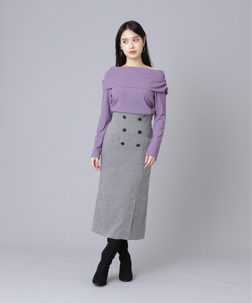 JILL by JILL STUART（ジルバイジルスチュアート）の「◇サイドギャザーオフショルカットソー（Tシャツ/カットソー・レディース・ボルドー/ブラック/パープル・FREE）」の9枚目の写真