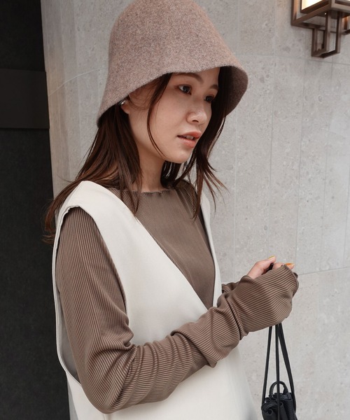 CORNERS（コーナーズ）の「配色見え指穴ウォーマーリブトップス（Tシャツ/カットソー・レディース・ブラック/ベージュ/ブラウン/オフホワイト/カーキ/ブルー・M）」の14枚目の写真