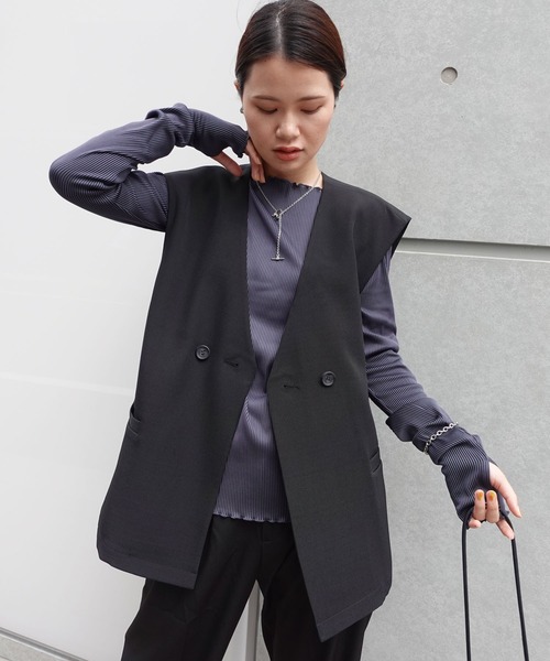 CORNERS（コーナーズ）の「配色見え指穴ウォーマーリブトップス（Tシャツ/カットソー・レディース・ブラック/ベージュ/ブラウン/オフホワイト/カーキ/ブルー・M）」の16枚目の写真