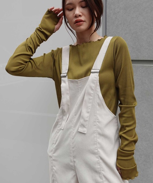 CORNERS（コーナーズ）の「配色見え指穴ウォーマーリブトップス（Tシャツ/カットソー・レディース・ブラック/ベージュ/ブラウン/オフホワイト/カーキ/ブルー・M）」の12枚目の写真