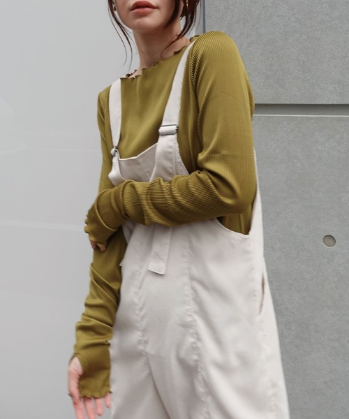 CORNERS（コーナーズ）の「配色見え指穴ウォーマーリブトップス（Tシャツ/カットソー・レディース・ブラック/ベージュ/ブラウン/オフホワイト/カーキ/ブルー・M）」の13枚目の写真