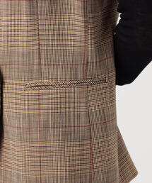 【新品】トゥモローランドBallseyシャイニーグレンチェック ベルテッドジレ TOMORROWLAND （トゥモローランド）の「シャイニーグレンチェック