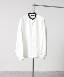【別注】Balloon Sleeve Bandcollar Oversized Shirt/ヘビーツイル バルーンスリーブ オーバーサイズ トロミ バンドカラーシャツ/スタンドカラーシャツ
