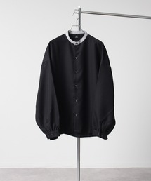 【別注】Balloon Sleeve Bandcollar Oversized Shirt/ヘビーツイル  バルーンスリーブ オーバーサイズ トロミ バンドカラーシャツ/スタンドカラーシャツ