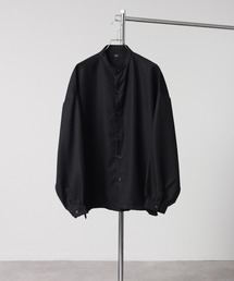 【別注】Balloon Sleeve Bandcollar Oversized Shirt/ヘビーツイル バルーンスリーブ オーバーサイズ トロミ バンドカラーシャツ/スタンドカラーシャツ