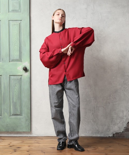 Art re A select(アトリエセレクト)の「【別注】Balloon Sleeve Bandcollar Oversized Shirt/ヘビーツイル バルーンスリーブ オーバーサイズ トロミ バンドカラーシャツ/スタンドカラーシャツ(シャツ/ブラウス・メンズ・ワイン/ブラック/ブラック系その他/ブルー/ホワイト系その他/レッド系その他/ライトグレー/ホワイト/ベージュ・M/L)」の14枚目の写真