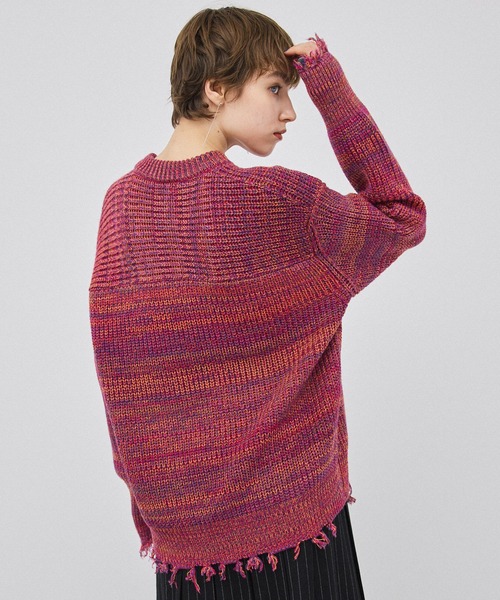 PUBLIC TOKYO（パブリックトウキョウ）の「ブライトメランジオーバーサイズニット（ニット/セーター・レディース・グリーン/ネイビー/ピンク・FREE）」の18枚目の写真