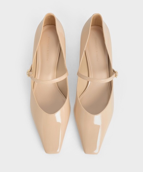 CHARLES & KEITH テーパード スクエアトゥメリージェーン 23.5 テーパード スクエアトゥメリージェーン - ブラック | CHARLES