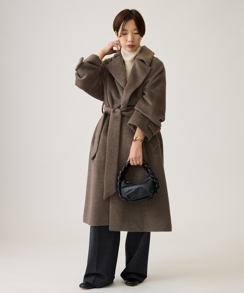 新品未 24ss■L'ESSAGE ジャーナル■バックサテン ワイドカラーコート バックサテン ワイドカラーコート | ジャーナルスタンダード