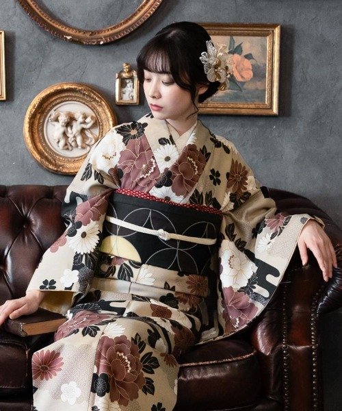 kimonomachi（キモノマチ）の「柄帯揚げ 洗える おびあげ カジュアル 日本製　アイボリー　ブラック×ホワイト　モスグリーン　ネイビー　ワインレッド（和装小物・レディース・ネイビー/ブラック×ホワイト/アイボリー/ワインレッド/モスグリーン・ONE SIZE）」の20枚目の写真