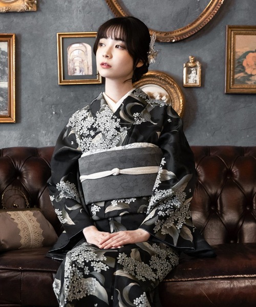 kimonomachi（キモノマチ）の「柄帯揚げ 洗える おびあげ カジュアル 日本製　アイボリー　ブラック×ホワイト　モスグリーン　ネイビー　ワインレッド（和装小物・レディース・ネイビー/ブラック×ホワイト/アイボリー/ワインレッド/モスグリーン・ONE SIZE）」の18枚目の写真