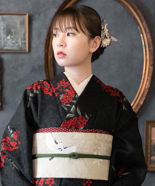 kimonomachi（キモノマチ）の「柄帯揚げ 洗える おびあげ カジュアル 日本製　アイボリー　ブラック×ホワイト　モスグリーン　ネイビー　ワインレッド（和装小物・レディース・ネイビー/ブラック×ホワイト/アイボリー/ワインレッド/モスグリーン・ONE SIZE）」の19枚目の写真