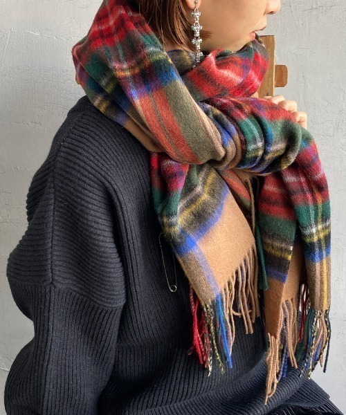 TWEED MILL（ツイードミル）の「[TWEED MILL/ツイードミル] 70×190 大判ストール（マフラー・レディース・グレー系1/グレー系/ライトグレー系/ブルー系/ブラック系/ナチュラル/シルバーグレー/レッド系/ベージュ系/ブラウン系/ブラック/イエロー系・F）」の7枚目の写真